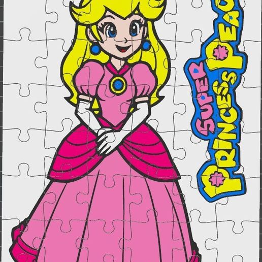 🧩 48-piece puzzle - Princess Peach・Free 3MF File for 3D printing