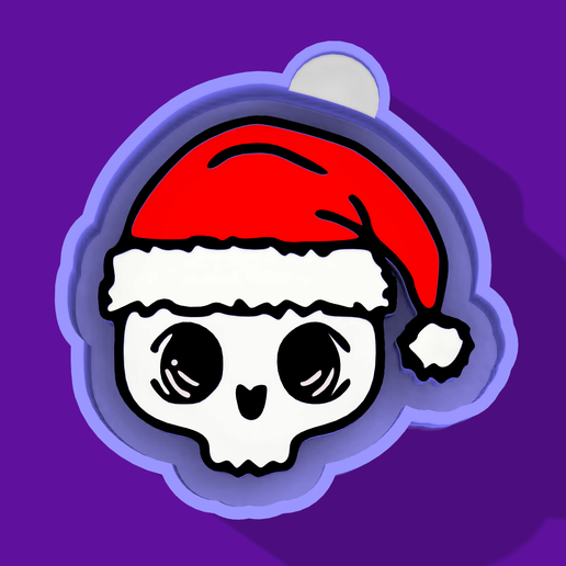 💀🎄 Festive Skull – Freshie, Keychain, Resin & Candle Mold - 3D model önizlemesi