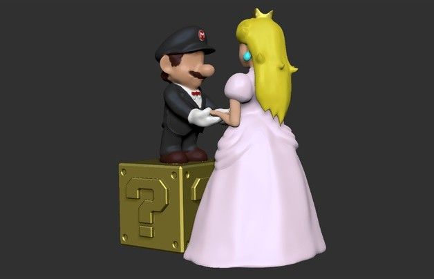 Mario and Peach 3D printing.jpg Download free STL file Mario and Peach- Wedding Cake Topper • 3D printing object, derailed