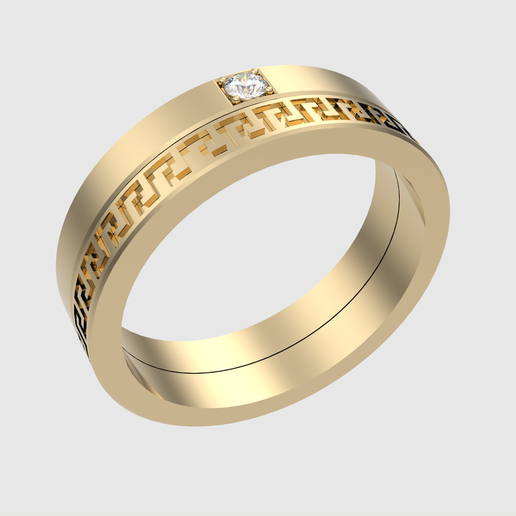 rotating_10.png Intricate Greek Key Band Ring 3D print