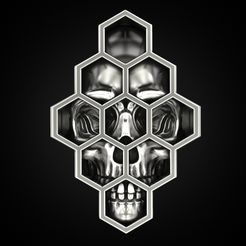 Skull-honeycomb-ring-1.jpg Fichier STL Bague tête de mort en nid d'abeille・Design pour imprimante 3D à télécharger