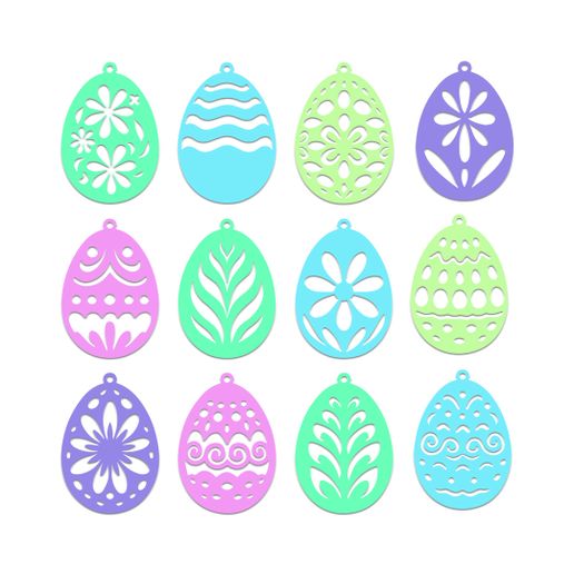 Easter Egg Ornament Collection STL | Floral & Patterned Egg Decor | Pastel Spring Craft Set - 3D model önizlemesi