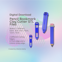 Cover-7.png Clay Cutter STL File Large Pencil Bookmark - Home Decor Digital File Download- 5 Größen und 2 Ausstecherversionen, Ausstecher