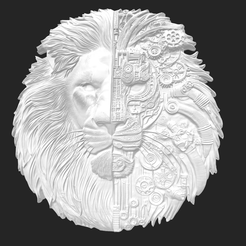 Screenshot-2023-10-27-at-4.20.24 PM.png Tête de lion demi-mécanique, art mural, modèle 3D STL très détaillé