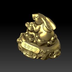 2023-01-03_220130.jpg STL file 1-Lucky Year of the Rabbit-Gathering Money Ornament 1・3D print model to download