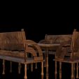 wooden-table-chairs-tableware-3d-model-obj-2.jpg Wooden Table Chairs Tableware