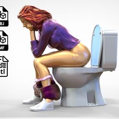 Toi01.1e.jpg Télécharger fichier 3MF Femme aux toilettes en train de réfléchir • Modèle imprimable en 3D, nasiri12460