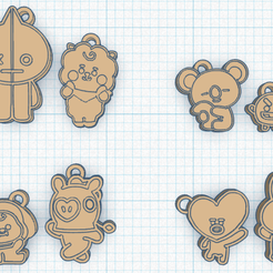 TODOS-LOS-LLAVEROS.png STL file BTS KEY RINGS ALL MEMBERS・Design to download and 3D print