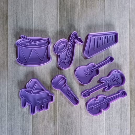 Download STL file MUSICAL INSTRUMENTS KIT 8 COOKIE CUTTERS • Template ...