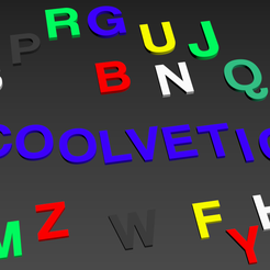 letters.PNG Alphabet and numbers 3D font "Coolvetica