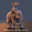e1.jpg Elephant mother with baby on her back statue