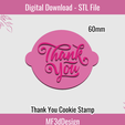 1.png Thank You Embosser Stamp for Fondant Icing Cookies and Cakes | Special Occasions - Cookie Cutters Stamps - STL File