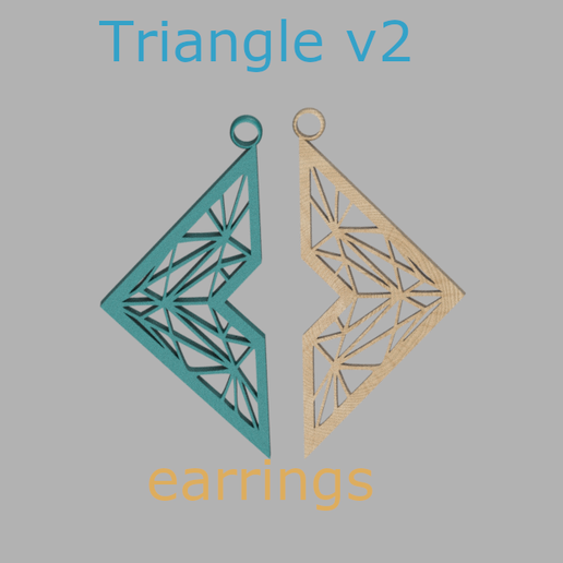 Triangle (v2) shaped earrings 3D model