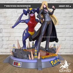 OXO3D_Cynthia_SFW_01.jpg Fichier 3D Diorama de Cynthia et Garchomp de Pokemon・Design à télécharger et à imprimer en 3D