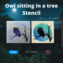 ya Cura ae (etal --la\ cw a a ee Stencil - Owl sitting on a branch