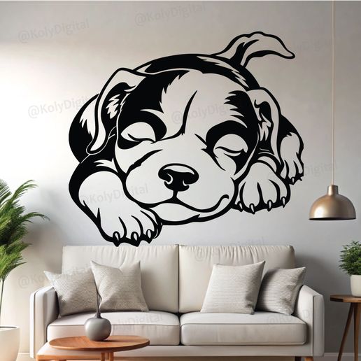 cute puppy Beagle dog sleeping wall decoration 3D model