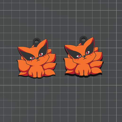 Chibi Kurama - Naruto Shippuden x 2 (One and Mirror Sided versions) Anime Keychains Collection - 4 Color 3MF for AMS Printers