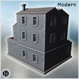 6.jpg Multi-level structure with tiled roofs, protruding wings and arched double entrances (78) - Modern WW2 WW1 World War Diaroma Wargaming RPG Mini Hobby