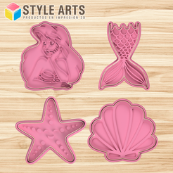 SIRENITAX4.png The Little Mermaid Cookie Cutter Pack X4 - Cutter and Stamp