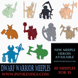 Dwarf Pack.png STL file Dwarf Warrior Meeple Pack・Design to download and 3D print