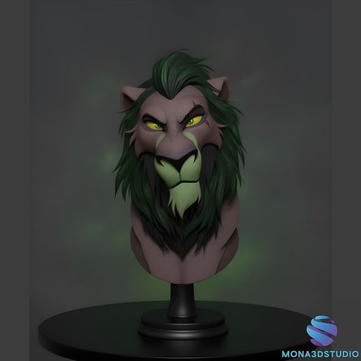 Scar Bust - Lion King - Stylized 3D Model STL - Presupported