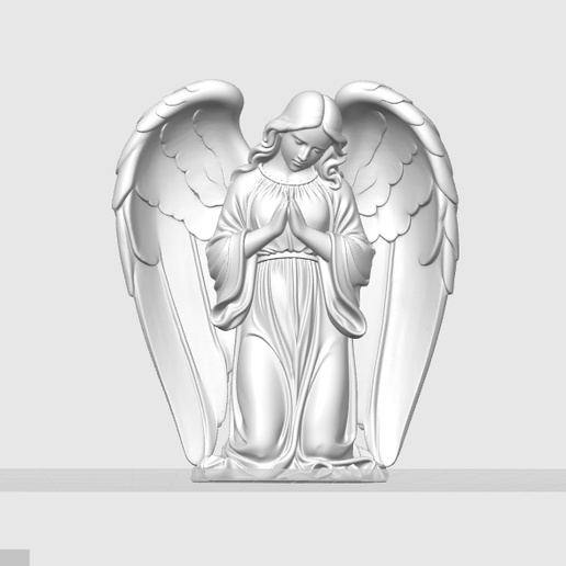 Kneeling Praying Angel Statue STL – Religious Wall Relief 3D Model for Home & Memorial Decor