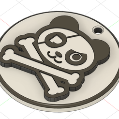 14.png STL file key ring/ Pandaman One Piece key ring (Jolly Roger)・Model to download and 3D print