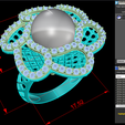 Nhan-luoi-N6682-01.png Mesh flower ring -Womens pearl ring - Pearl ring - N6682