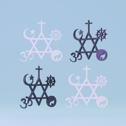4.png STL file 3d printable All religions multi religions atheist wall art・Design to download and 3D print