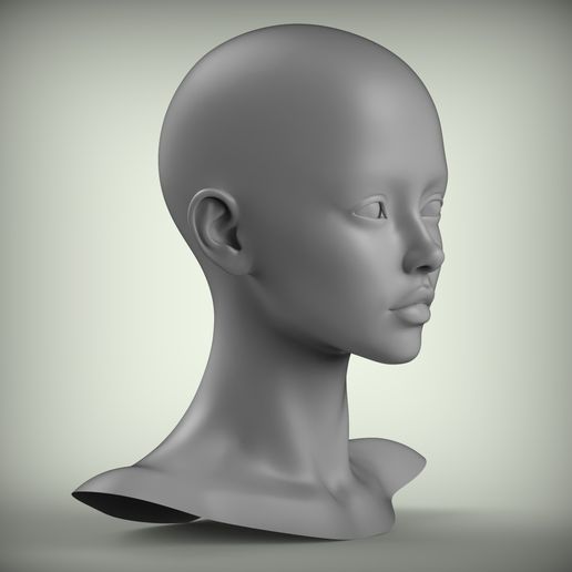 300.70.jpg 6 Cartoon Female Head 3D model Low-poly 3D model
