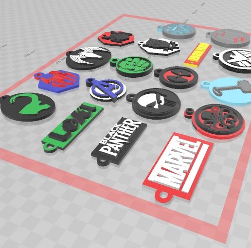 STL file PACK 18 MARVEL KEY RINGS 🔑 ・Model to download and 3D print・Cults