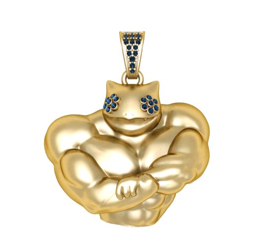 Muscle Cat Pendant – 3D Printable Jewelry Model | Animal Character Necklace STL