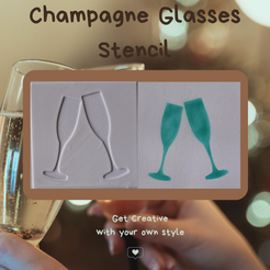 Champagne-Glasses-Stencil.png STL file Champagne Glasses Stencil・3D printer design to download