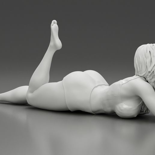 GIRL-08.jpg 3D file Happy Woman Lying on Floor 3D Print Model・3D printer model to download, 3DGeshaft
