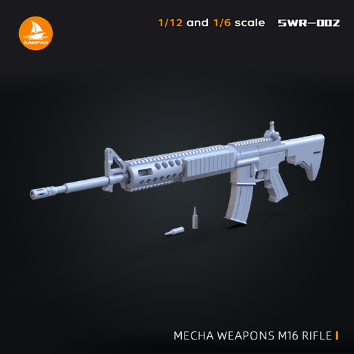 🔫 1-12 and 1-6 M16 Rifle SWR-002・ 3D File for 3D printing