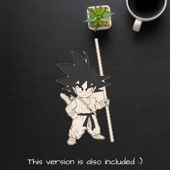 Goku2-on-woodS.png Archivo STL GOKU DRAGON BALL FIGURA CORTE LASER・Diseño para descargar y imprimir en 3D
