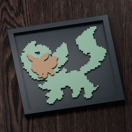 Leafeon Line - Pokemon Silhouette Frame | Gen 4 sprite style | STL