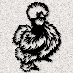 project_20230818_1844400-01.png STL-Datei seidenes huhn wandkunst seidener hahn wanddekor 2d kunst tier・3D-druckbare Vorlage zum herunterladen