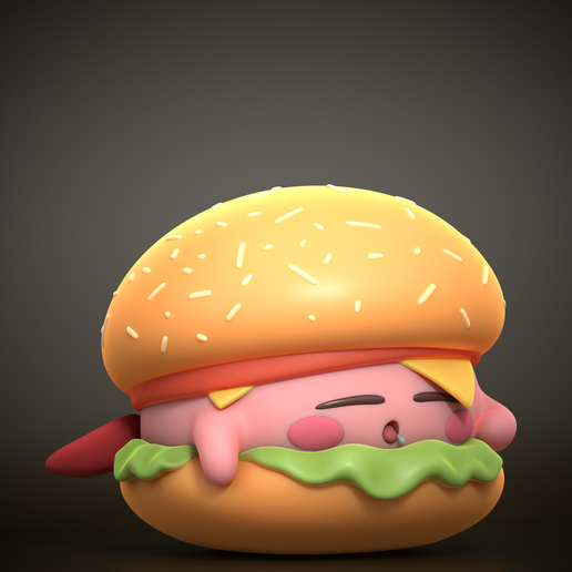kirby burger - kirby fanart 3D print model 3D model
