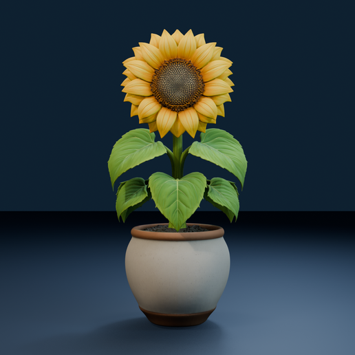 Potted Sunflower - Decorative Printable Botanical Sculpture