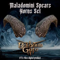 pre.jpg 3D-Datei Tiefling Maladomini Speere Fantasy Hörner Set Baldurs Gate 3・Modell zum Herunterladen und 3D-Drucken