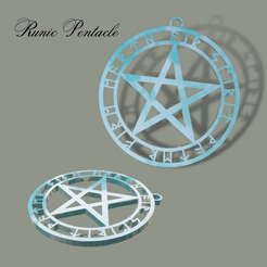 Runic-Pentacle.png STL file Runic Pentacle Pendant・3D printer model to download
