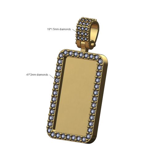 Diamond bail rectangular memory pendant 3D print model 3D model