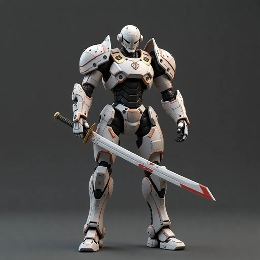 Cyber Samurai Warrior – Futuristic Mecha Figurine 3D model