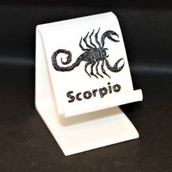 Scorpio phone stand pic b bg ws.jpg 3D file Scorpio zodiac Phone stand・3D printing idea to download, M3DPrint