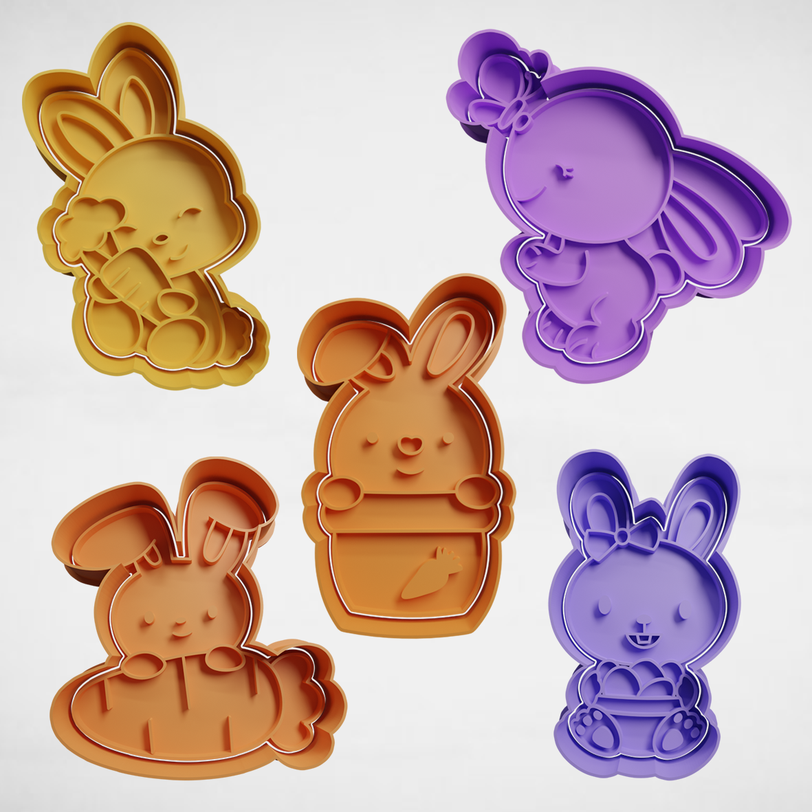 Download STL file set of rabbits x5 Units • 3D print model • Cults