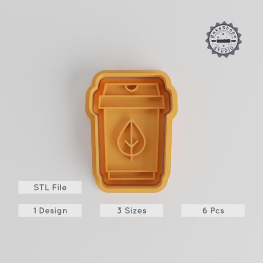 product_4300-01_main.jpg Green Tea Cookie Cutter & Stamp Set, Herbal Tea Drink Designs, S/M/L Sizes, Perfect for Cookies & Fondant