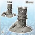 3.jpg Stone tower bristling with logs with door and torchlight access path (12) - DnD Wargaming Medieval War of the Rose Saga