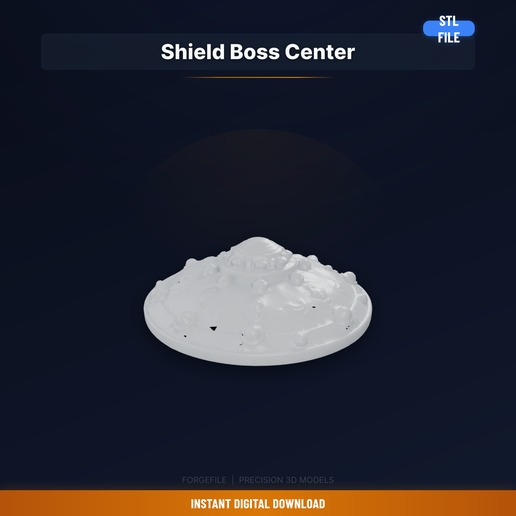 Round Shield Center Boss, Decorative Dome, Mounting - 3D Printable STL File
