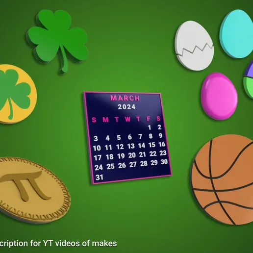 Imas de Marco | Dias 1 5 | Basquete, ovos de Pascoa, trevos do Dia de Sao Patricio, torta do Dia do Pi, calendario de marco de 2024